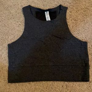 Gray and black adidas workout crop top